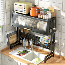 置物架水槽可架厨房带门碗柜伸缩盘缩水收纳碗碟台面储物柜多功能