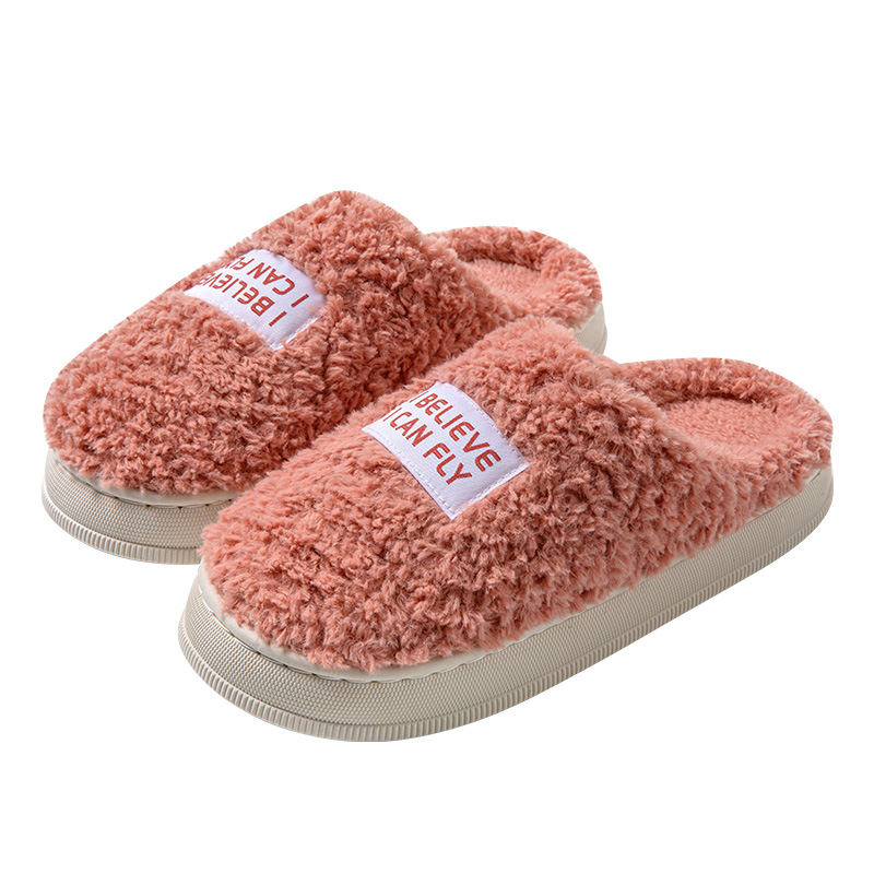 2023 New Cotton Slippers Women's Winter Indoor Plush Home Soft Bottom Thick Non-Slip Couple Household Slippers Warm Autumn and Winter