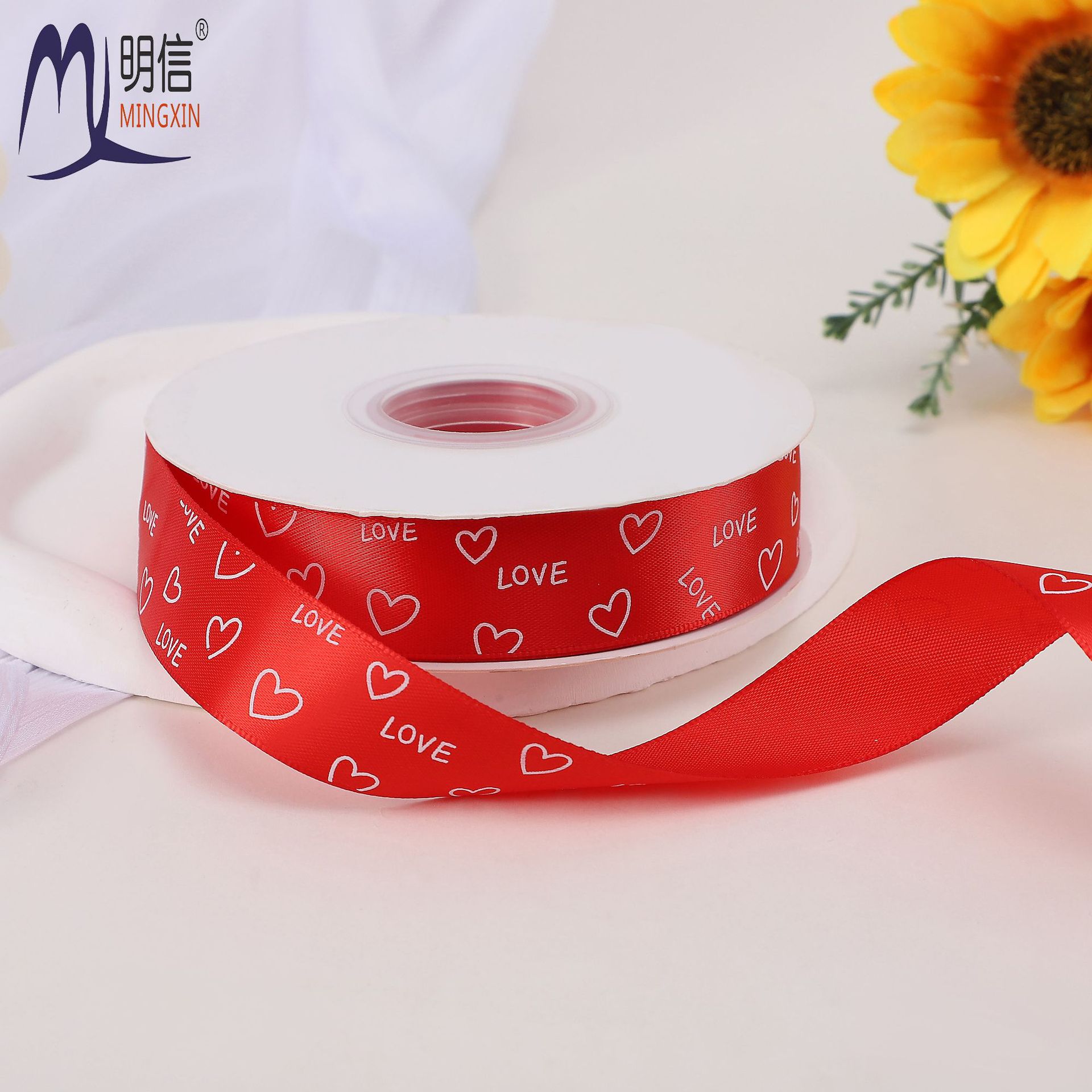 Valentine's Day Love Printing Fresh Twill Ribbon DIY Bow Gift Decoration Ribbon Flower Packaging Bandage