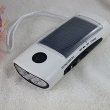 太阳能四合一 收音机手电筒太阳能手电移动电源 太阳能LED电筒