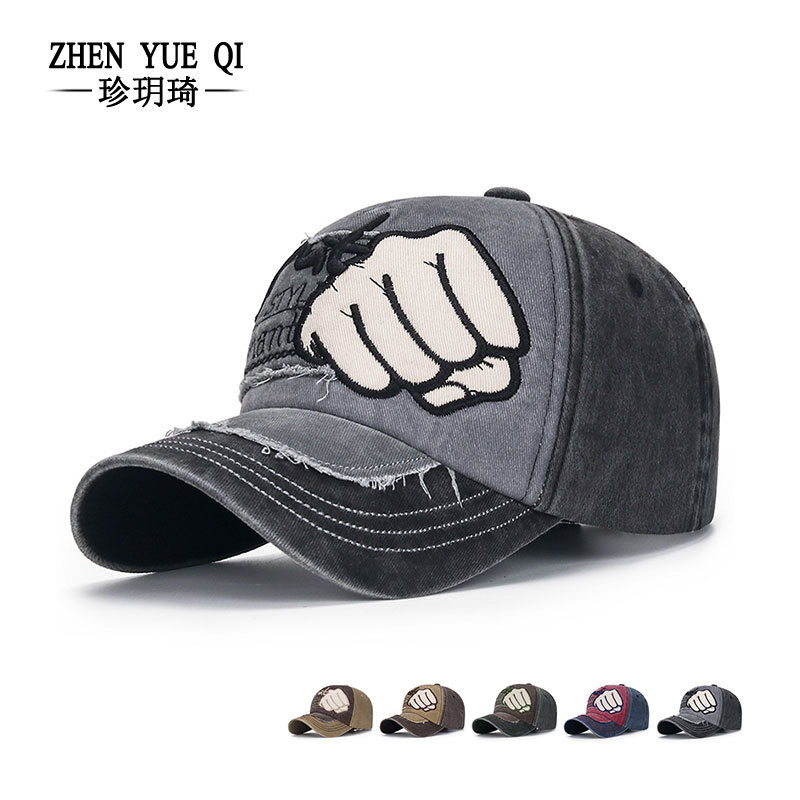 European and American Style Distressed Baseball Cap Men's and Women's Five-Piece Patch Flying Edge Washed Sun Hat Foreign Trade Cross-Border Peaked Cap