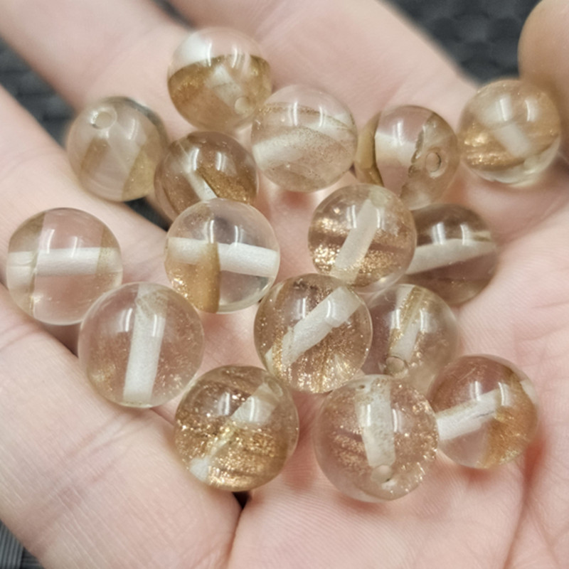 仿水晶圆珠仿玉石散珠冰种仿发晶珠子diy手链项链饰品配件手工珠