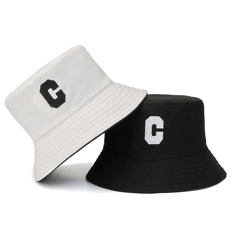 Bucket Hat Men's and Women's Couples Double Sided Embroidery Bucket Hat All-Match Face-Showing Small Hat Customizable Logo