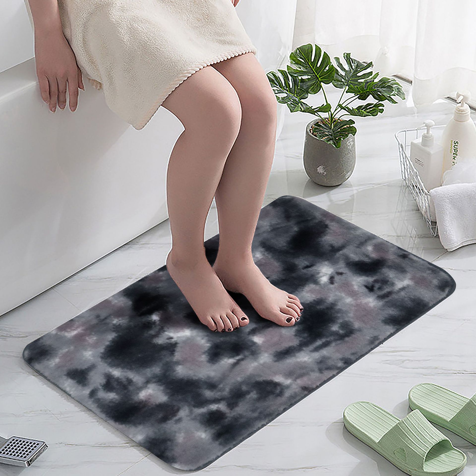 Cross-Border Amazon Custom Tie-Dyed Fantasy Bunny Wool Carpet Floor Mat Bedroom Tea Table Cloth Bathroom Absorbent Non-Slip