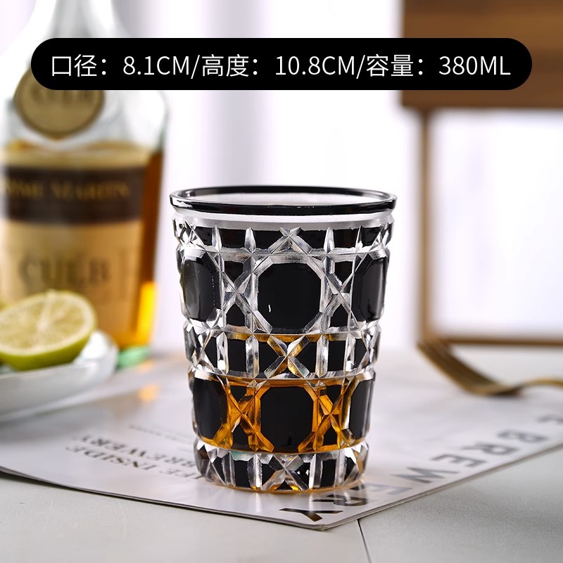 European Style Plaid Cup Colored Quilt Creative Whiskey Glass Beer Steins Handmade Carved Tumbler Glass Water Cup Wine Glass