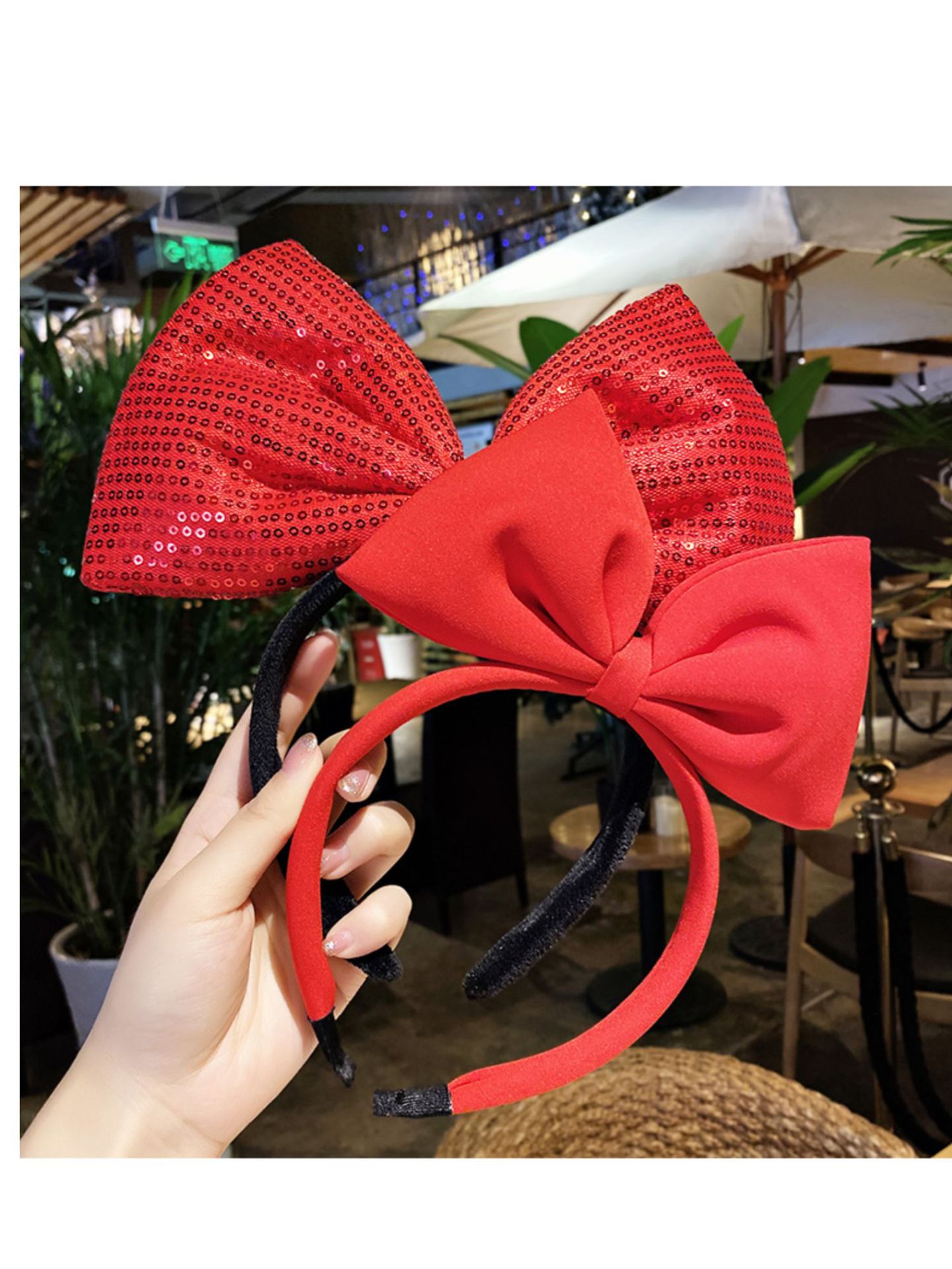 儿童红色蝴蝶结头饰发卡发箍女童可爱头箍女白雪公主发夹过年发饰