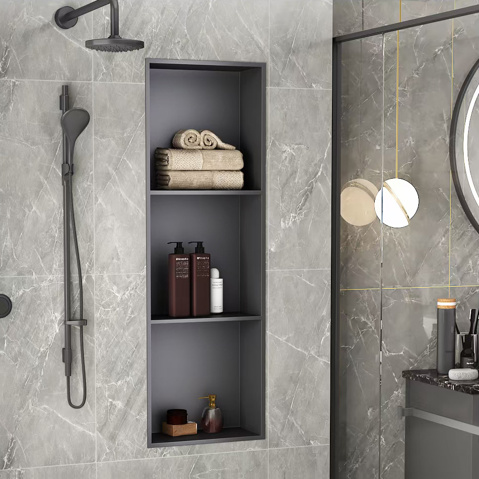 不锈钢壁龛嵌入式卫生间浴室置物架壁柜隔断轻奢成品金属壁龛