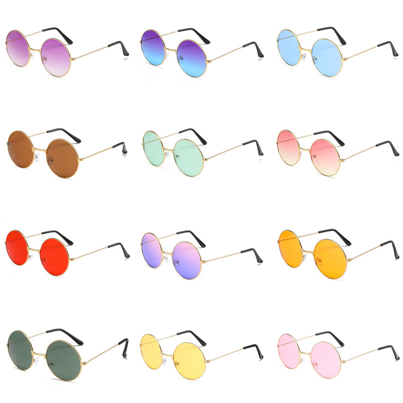 复古圆形太阳镜 外贸海洋片眼镜圆框太阳镜 炫彩潮流圆框眼镜厂家