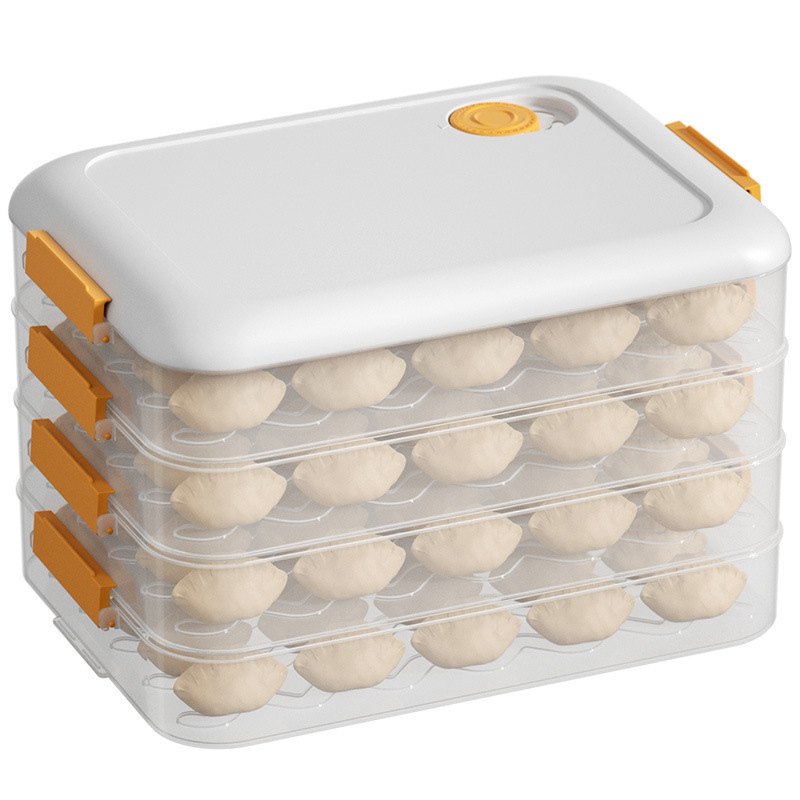 Large Capacity Dumplings Box Household Timing Frozen Anti-Stick Bottom Kitchen Refrigerator Storage Box Sealed Food Grade Crisper