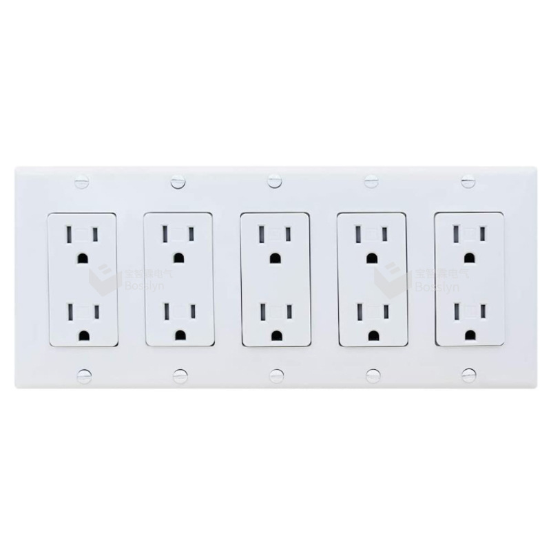 美标五联面板五位双联插座 5-15美式双联插座 家用墙壁插座面板