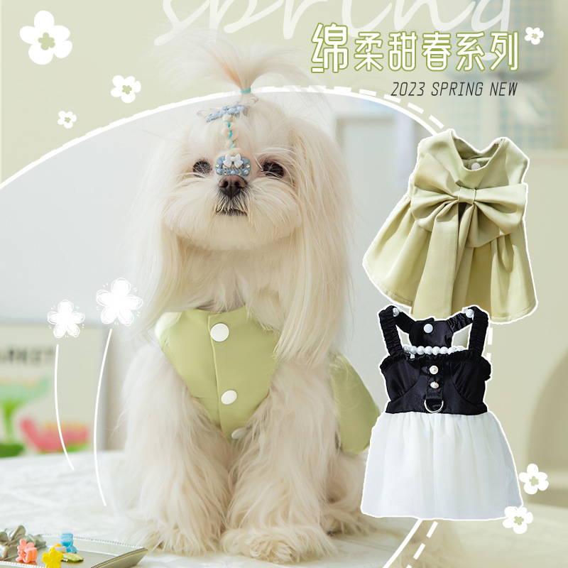 Puppy Dog Spring and Summer Thin Breathable Princess Skirt Yorkshire Small Dog Teddy Cat Two-Legged Pet Clothes