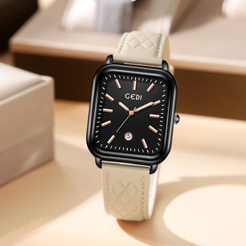 gedi歌迪韩版休闲百搭女表直播爆款轻奢时尚方形手表女防水石英表