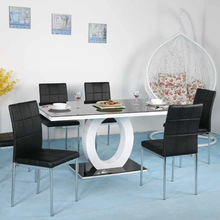 厂家供应家庭餐厅家具 MDF 顶部电镀餐桌  创意简约岩板餐桌