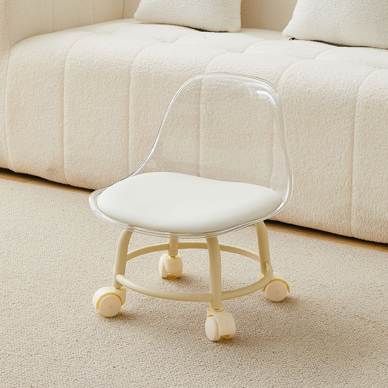 Acrylic Stool Mute Children's Toddler Stool with Universal Wheel Internet Celebrity Small Chair Pulley Low Stool Seam Stool