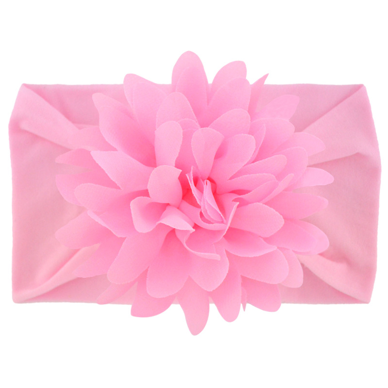 European and American Children's Hair Accessories Solid Color Chiffon Flower Elastic Nylon Baby Headband Soft Wide Brim Baby Hair Band Wholesale