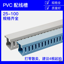 pvc线槽明装带齿打明线加厚电缆电线箱电柜灰色走线行线槽布线