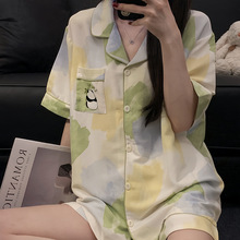 日系ins睡衣女夏季绵绸卡通甜美可爱短袖短裤家居服两件套可外穿