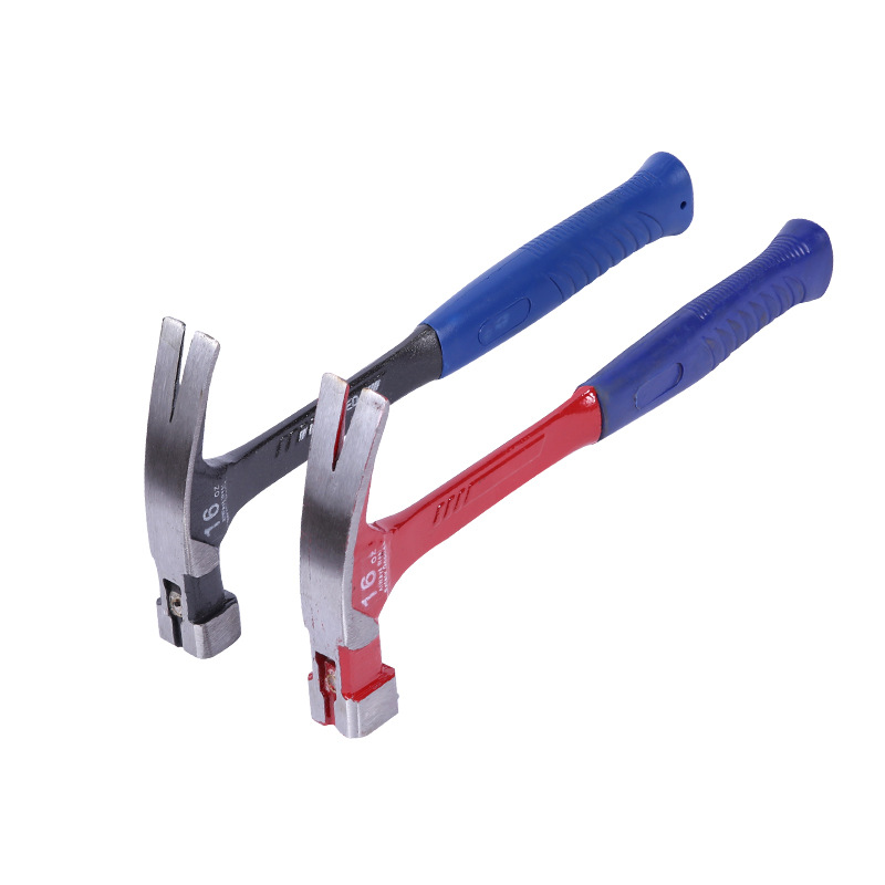 Conjoined Nail Hammer Plastic Coated Fiber Handle Nail Hammer Building Decoration High Carbon Steel Woodworking Installation Claw Hammer