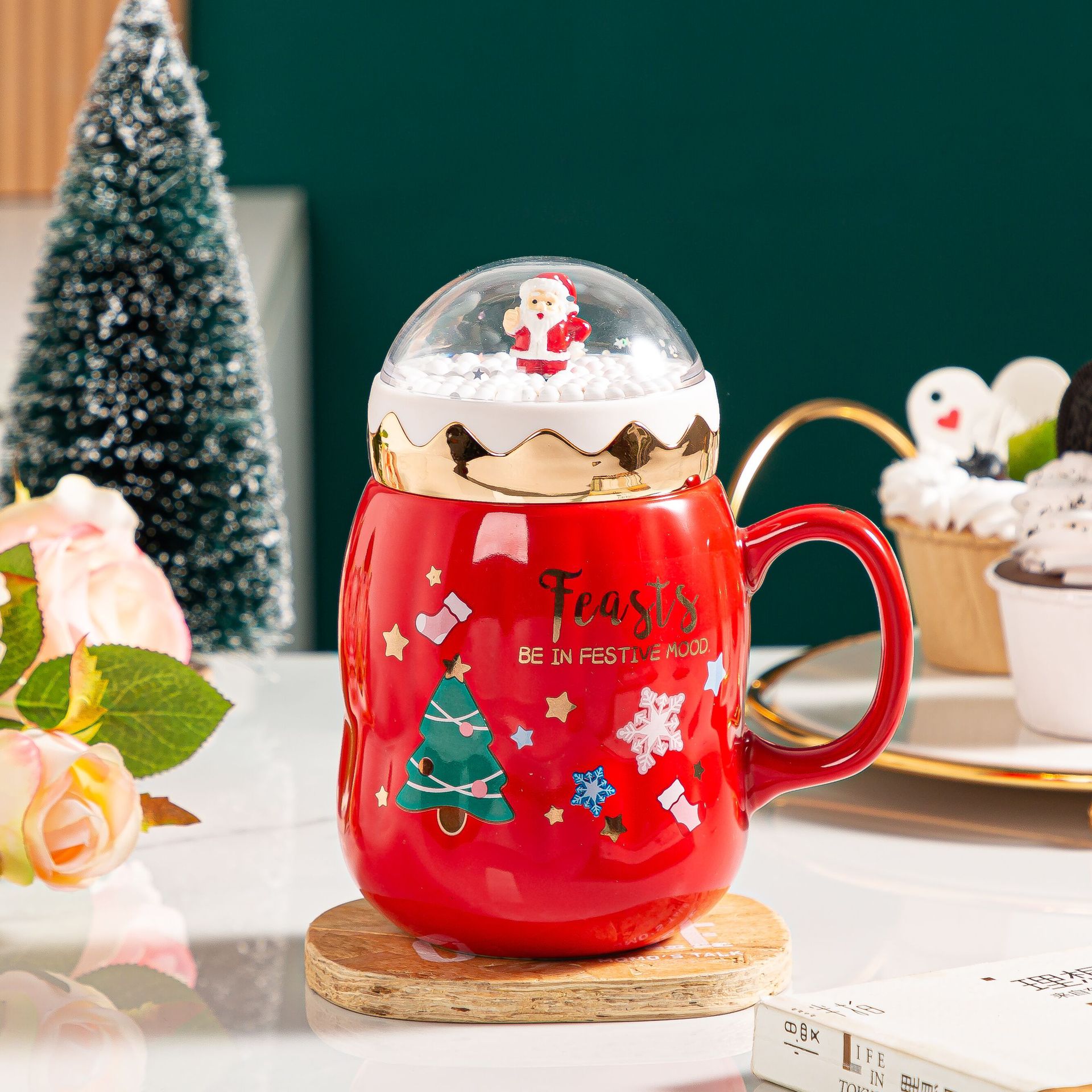 Foreign Trade Cross-Border Christmas Cup Creative Mug Trendy Cute Female Office Coffee Cup Ceramic Drinking Cup