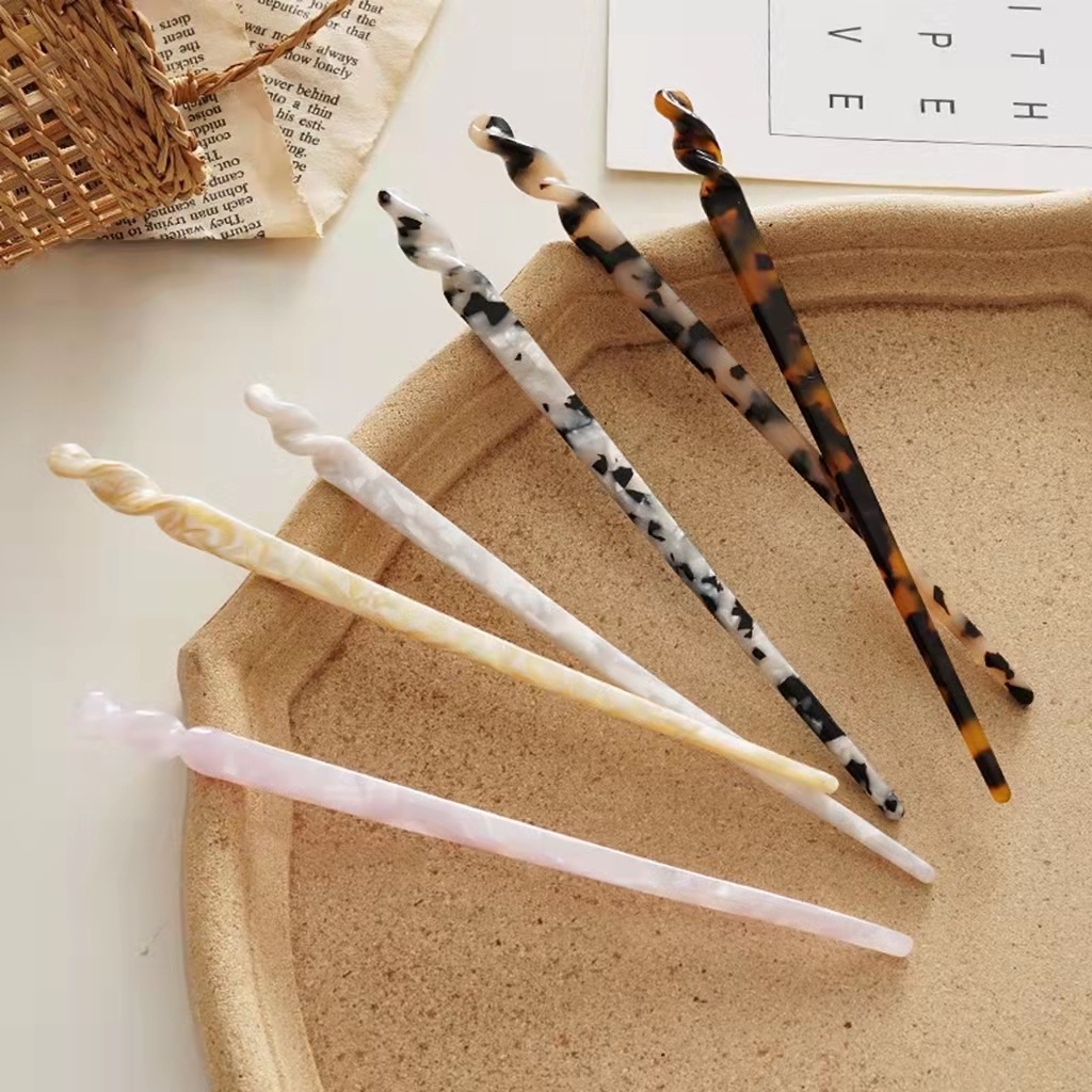 玳瑁一字簪发簪女小众简约现代日常发钗古风钗子盘发高级发钗簪子