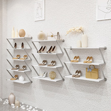 男女鞋店上墙壁挂专用陈列架服装店多层鞋架展示架包包架银色货架