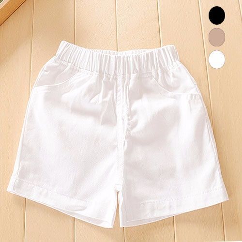 包邮纯全棉童装儿童短裤白色男童女童夏装黑色短裤中裤中大童短裤