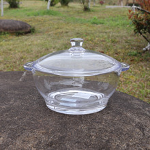 耐高温钢化玻璃碗家用面碗微波炉专用器皿汤碗带盖双耳大号玻璃煲