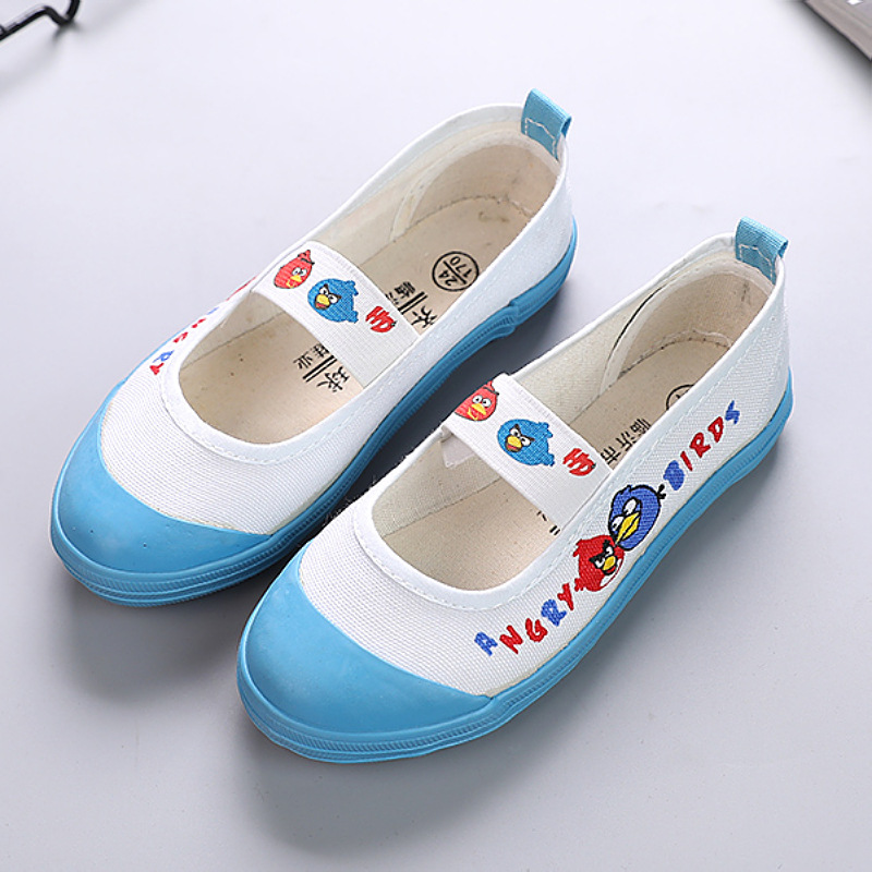 2023 New Boys and Girls Dance Canvas Shoes Comfortable Children Student Shoes Slip-on White Shoes Factory Wholesale