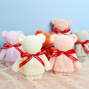 小熊毛巾方巾伴手礼结婚满月生日回礼喜铺喜糖婚庆红礼品礼物批发