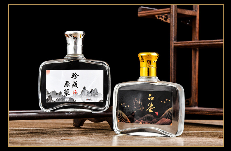 二两玻璃100ml小酒瓶白酒瓶透明瓶空酒瓶试 用分装坛子配套装泡酒