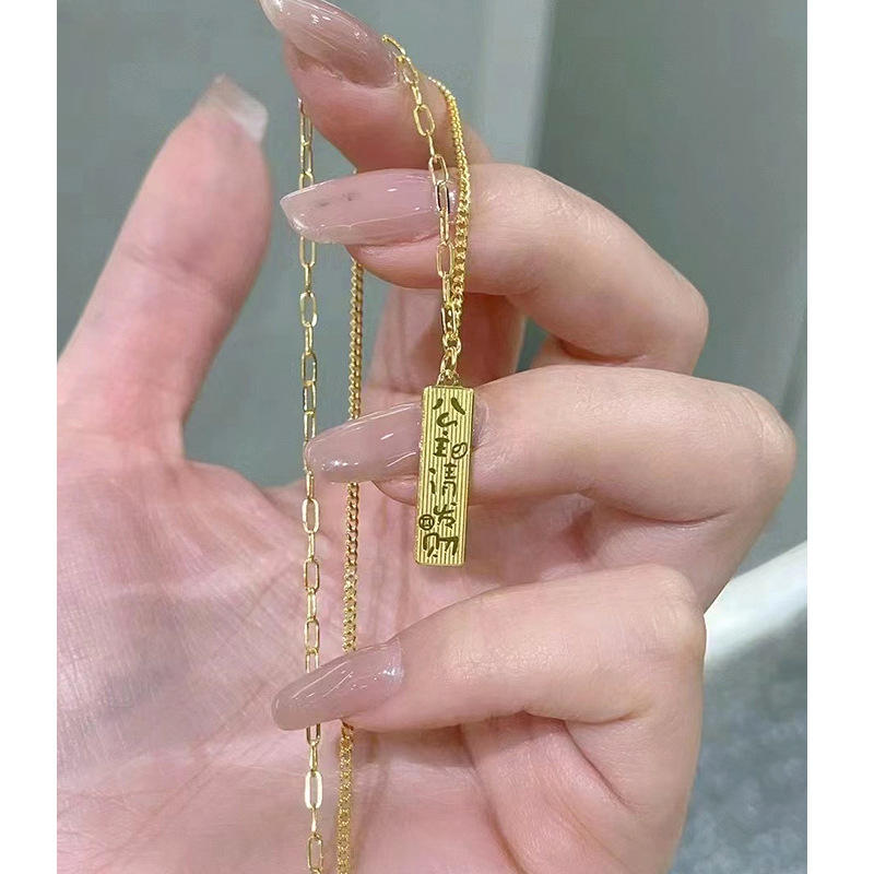 925 sterling silver princess please make a fortune necklace female new chinese broken ice clavicle chain niche design 18k gold pendant