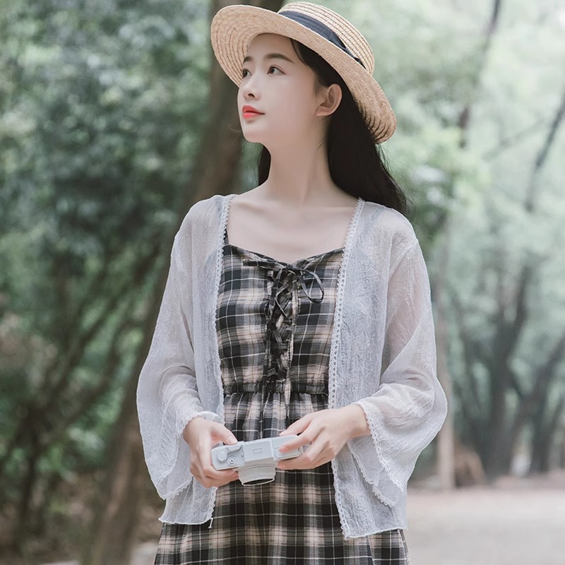 防晒衣开衫女夏季2024新款薄款雪纺小外套外搭披肩-阿里巴巴
