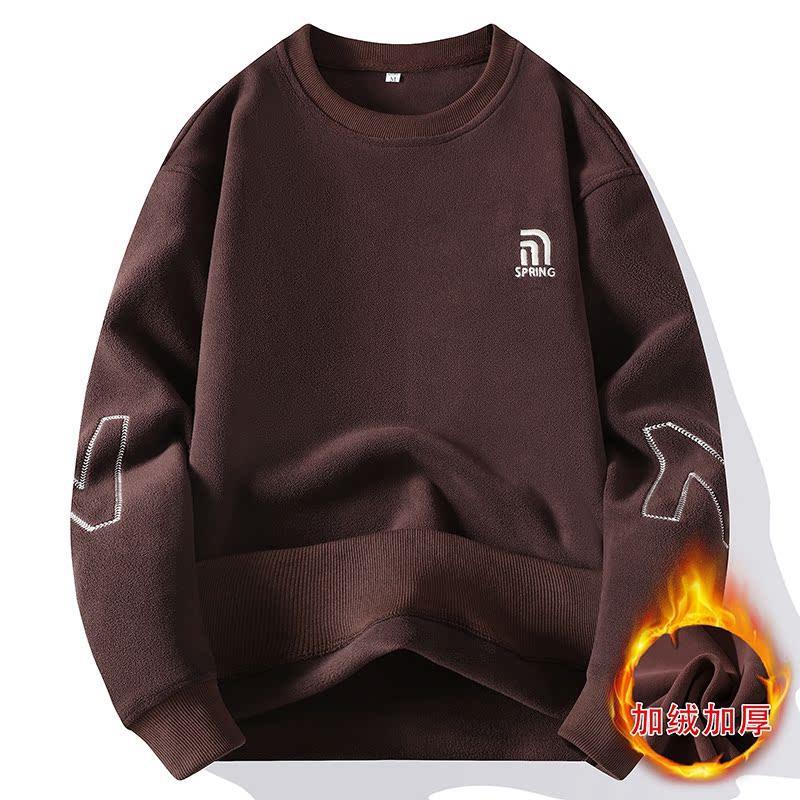 启银男装服饰加绒卫衣男潮流加厚奥粒绒保暖上衣保暖双面绒打底衫