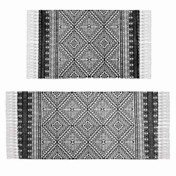 Nordic Retro Cotton and Linen Tassel Floor Mat Bedroom Bedside Blanket Living Room Coffee Table Floor Mat Home Entry Door Door