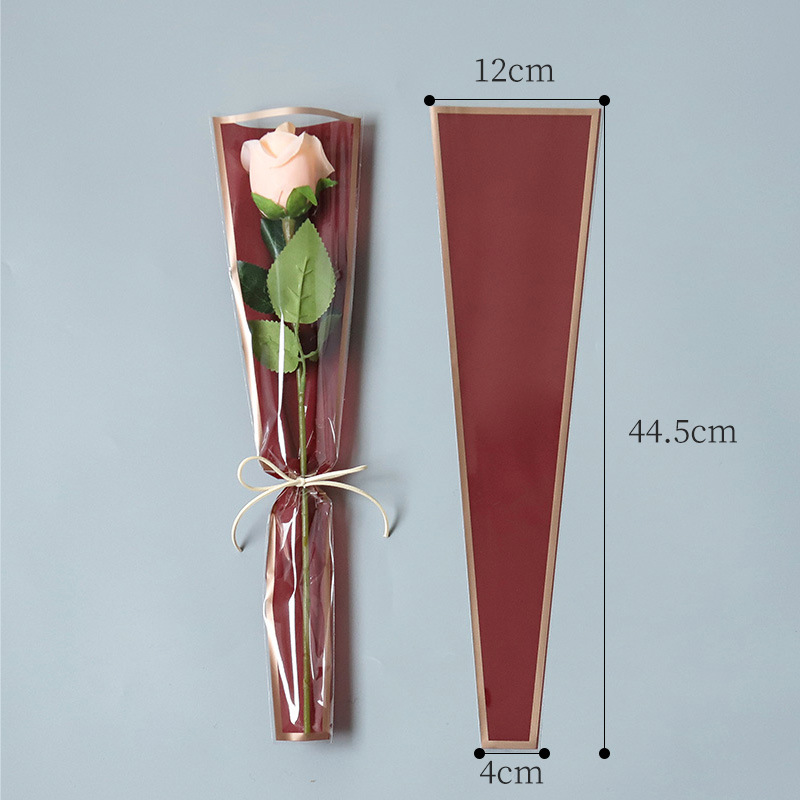 Simple Frame Golden Edge Multi-Bag Transparent Flowers Packaging Printing Waterproof Bouquet Packaging Goddess Festival Single Bouquet Packaging