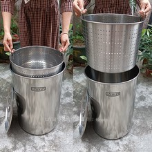 F2CZ后倒垃圾桶后厨商用垃圾分类汤汁分流简约不锈钢环保桶漏桶沥