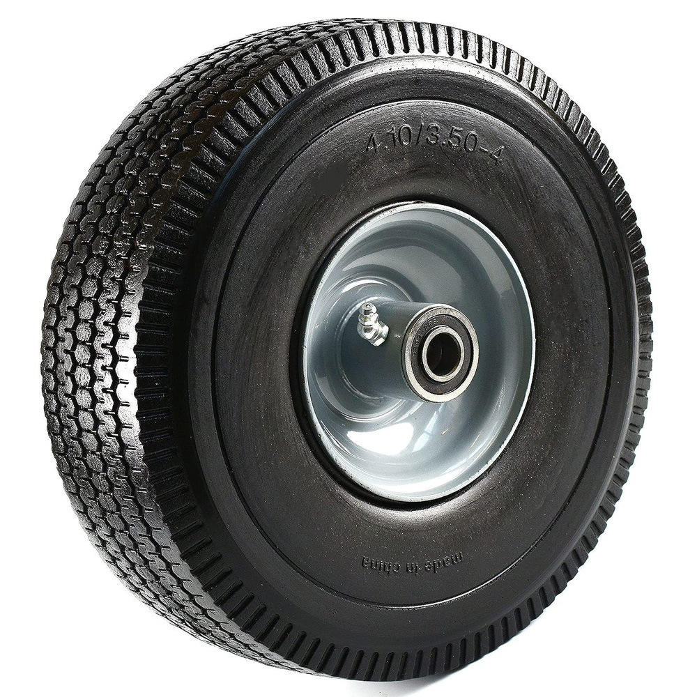 实心免充气带油嘴350-4实心胎 10寸pu发泡轮胎 适用于花园工具车