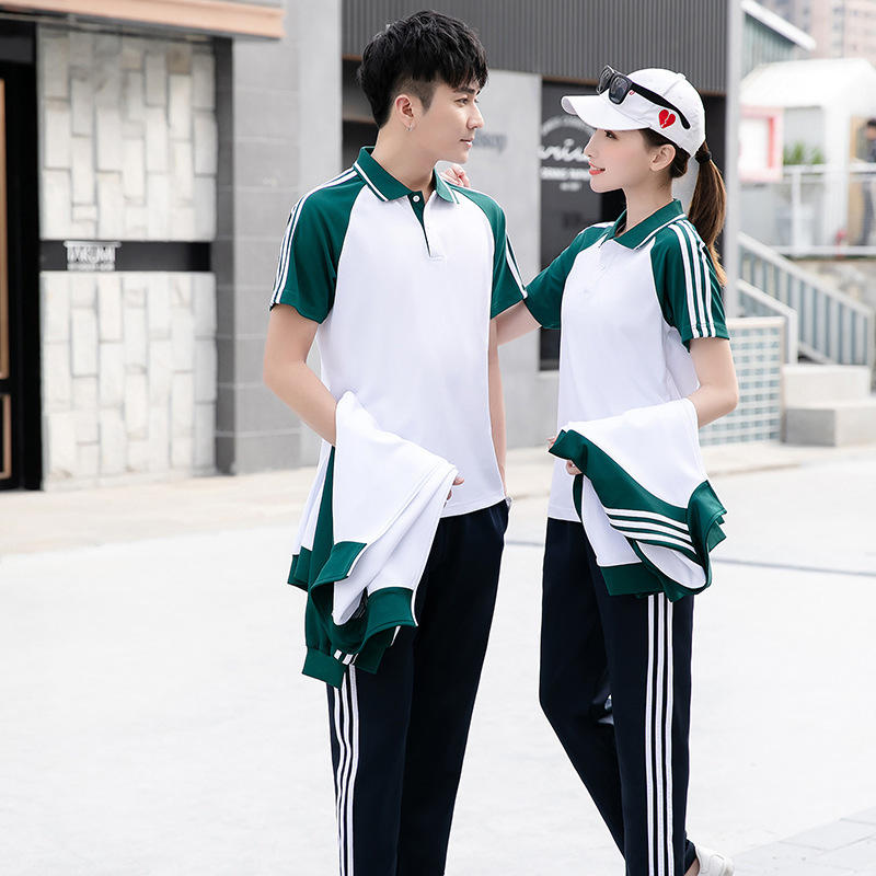春秋季初中大学生班服 男女长袖运动套装白色高中生校服两件套