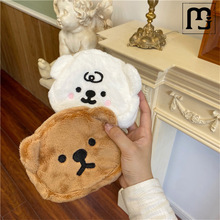 道群韩国温暖的小熊零钱包可爱毛绒公仔口红包软萌小化妆收纳包耳