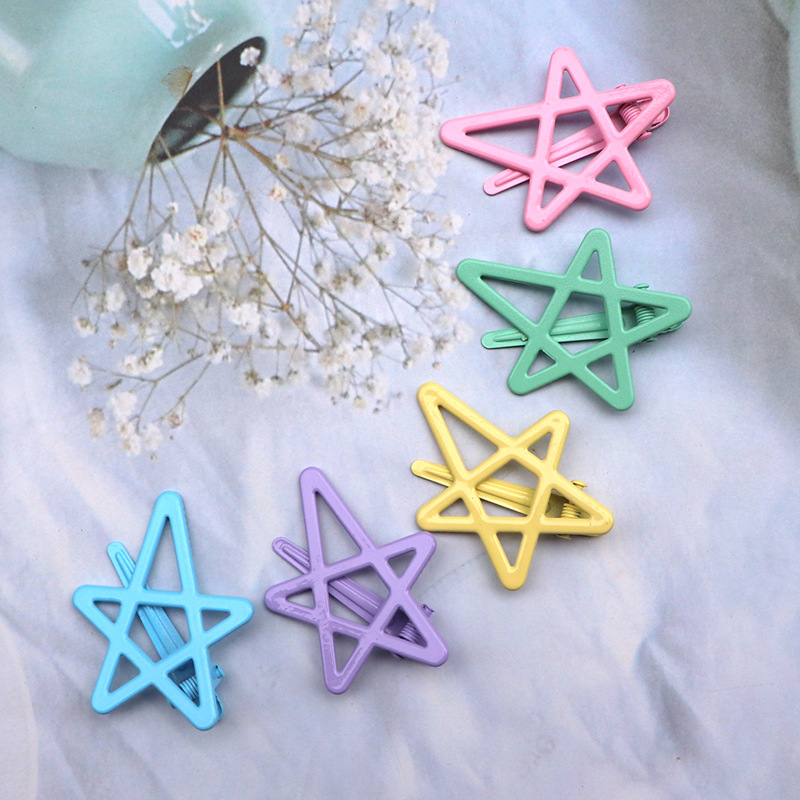 Dopamine Color Star Hairpin Sweet Girly Bang Clip Five-Pointed Star Hairpin Side Clip Hairware