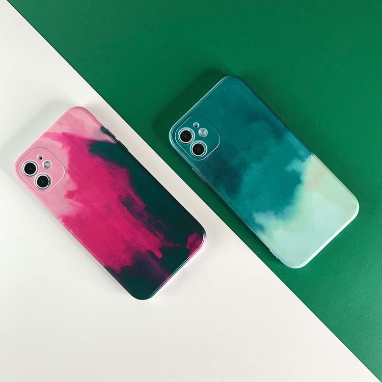 水彩墨适用苹果12/13xs手机壳 仿液态滴胶iphone11pro 精孔保护套