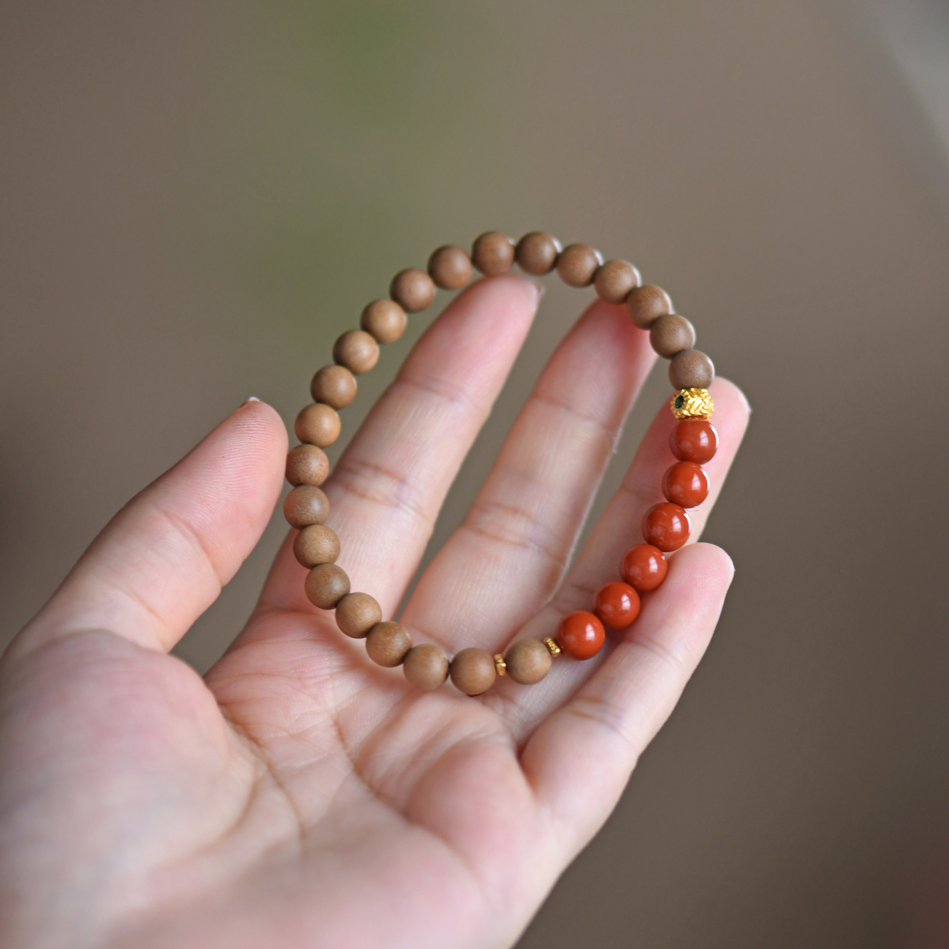 故宫红-印度老山檀香手串中国风男女情侣原创diy文玩念珠手链佛珠