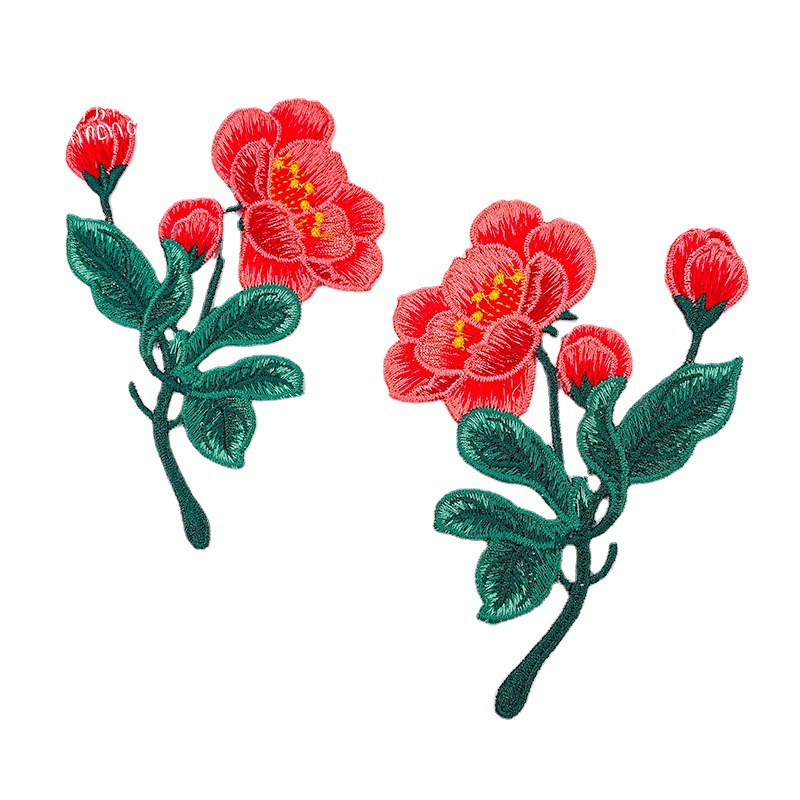 旗袍经典款多色小玫瑰服装布贴贴花贴布绣可 蕾丝绣花图案 小对花