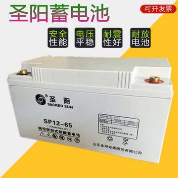 圣阳蓄电池12v65ah sp12-65铅酸免维护蓄电池直流屏ups太阳能免邮