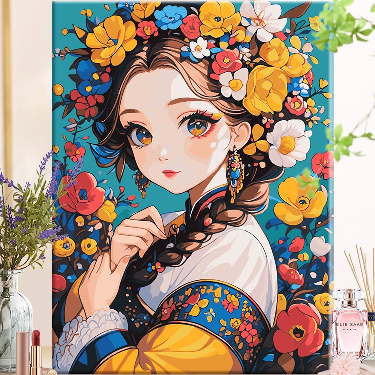 摇曳生姿|diy数字油画丙烯填充手绘人物插画治愈系减压油彩涂色画