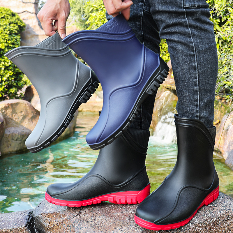 2023 New Simple Fashion Men's Rain Boots Four Seasons Soft Outdoor Men's Wear-Resistant Anti-Slip Rain Boots