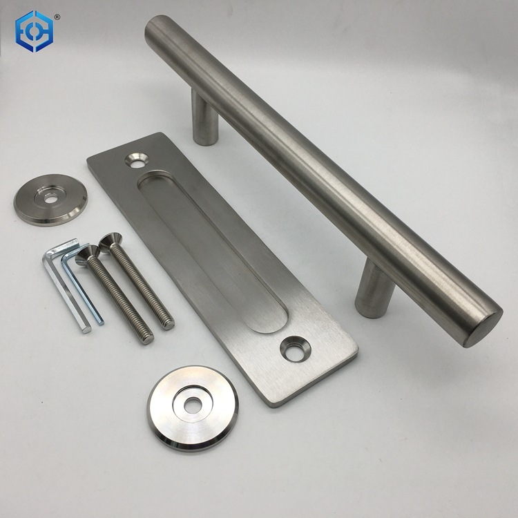 不锈钢谷仓门拉手 谷仓门配件 圆形拉手 平移门暗拉 t型管拉砂光