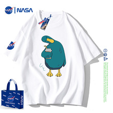 NASA ABOUT短袖T恤纯棉男女同款潮版休闲情侣装夏季宽松圆领上衣
