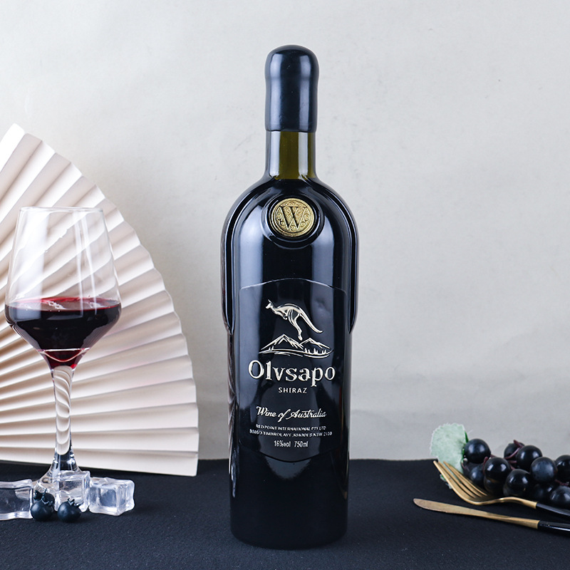 澳洲进口红酒15.7度重型瓶澳大利亚袋鼠干红葡萄酒礼盒装一件代发
