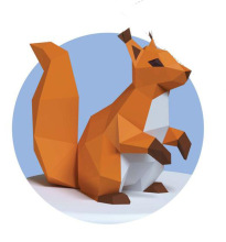 欧美创意3d纸模森林中的长耳小松鼠 diy材料纸质摆件手工制作